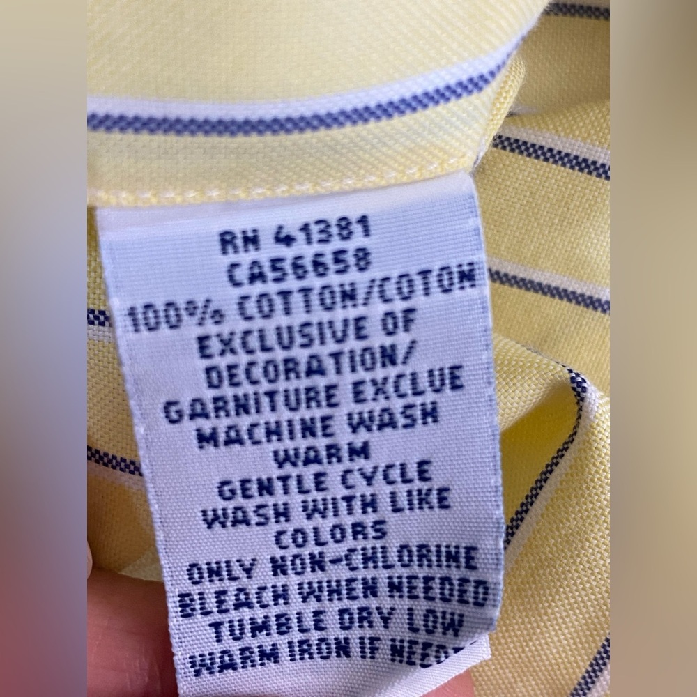 Ralph Lauren Yellow Striped Dress Shirt Men’s 16 (40-41) Classic Fit - Picture 6 of 7